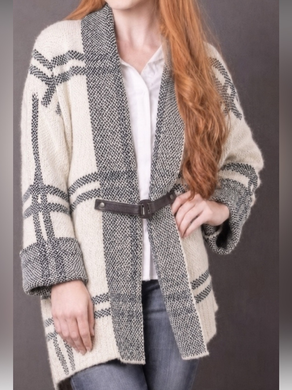 Simply Noelle Sherlock Plaid Knit Cardigan Sweater Coat